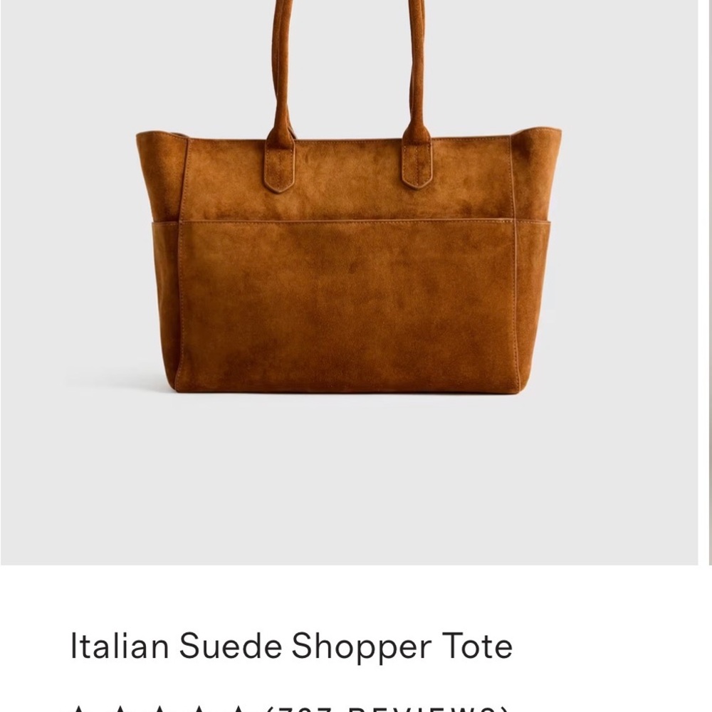 Quince Suede Zip Top Tote Bag in Whiskey Brown - Picture 10 of 15